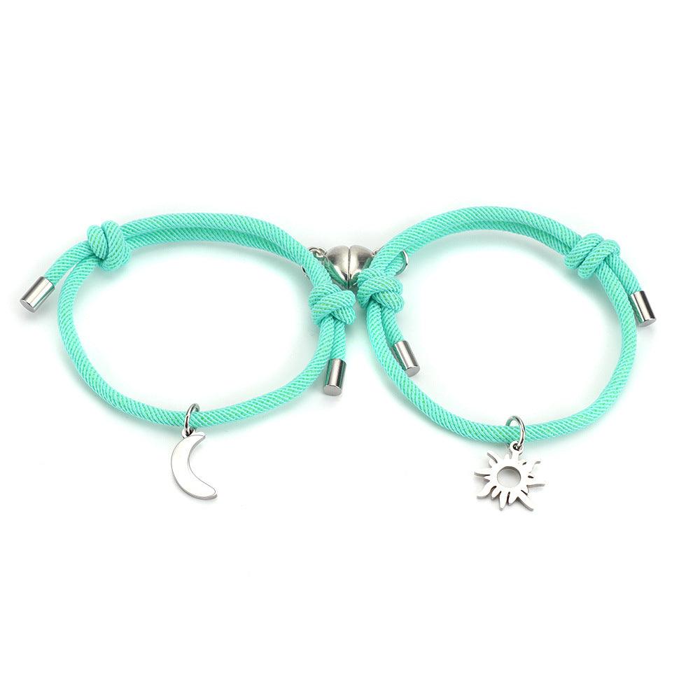 Stainless Steel Titanium Sun And Moon Pendant Couple Bracelet - EX-STOCK Canada