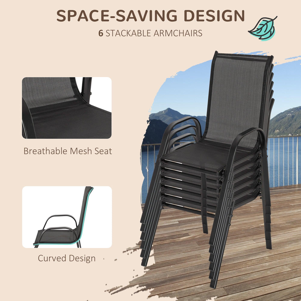 8 Pieces Patio Furniture Set with 9Ft Patio Umbrella, Outdoor Dining Table and Chairs, Black EX-STOCK Canada