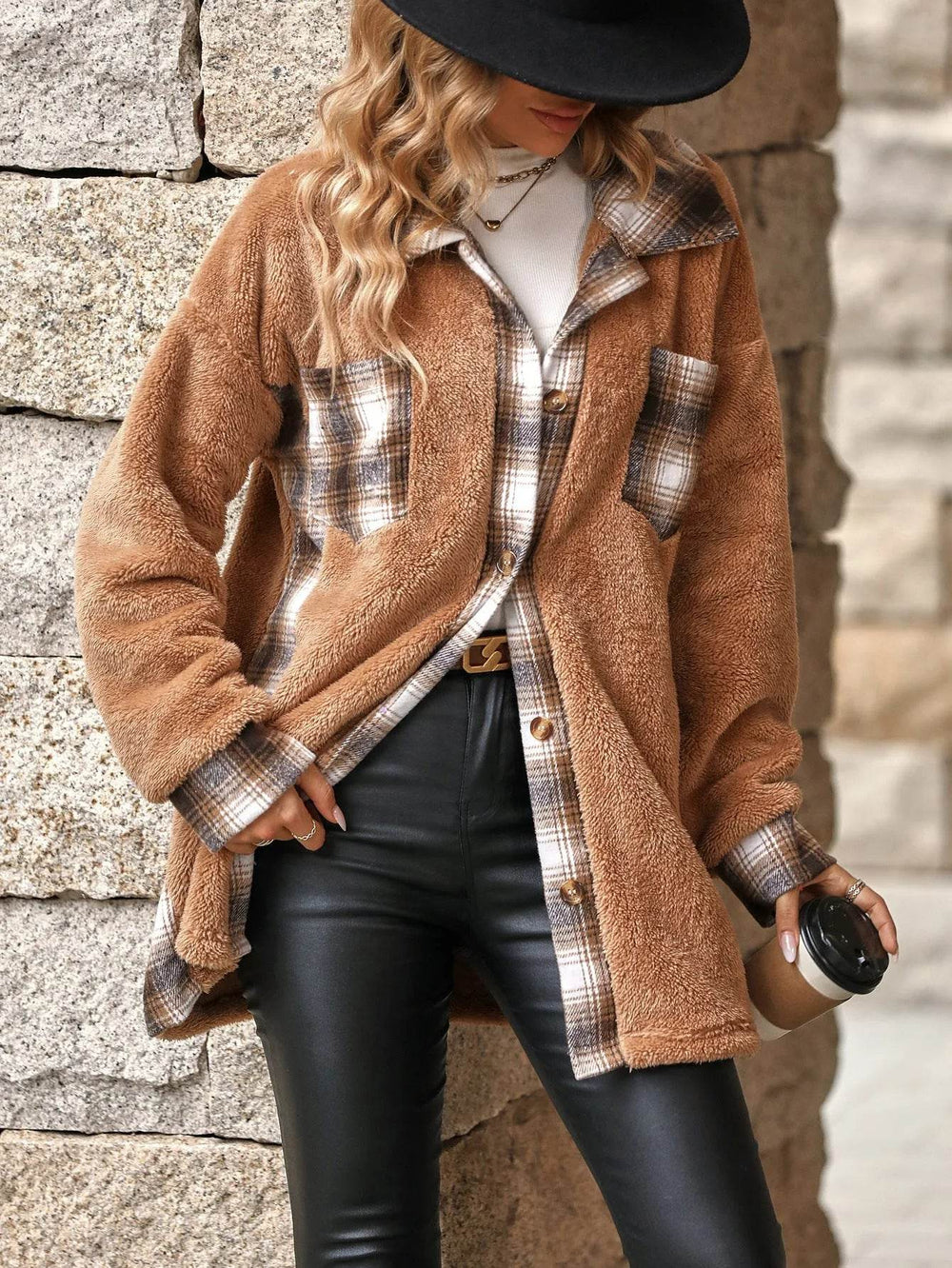 Plaid Woolen Coat Fashion Lapel Single-breasted Mid-length Coat Women's Clothing - EX-STOCK Canada