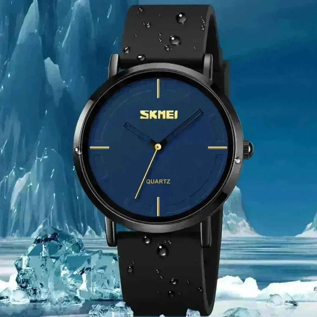 Watch à quartz rond de sangle de silicone