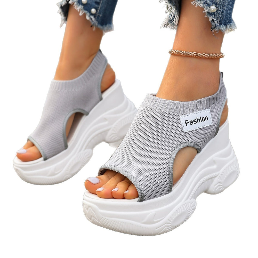 Summer Fishmouth Chunky Wedge Sandals Women's Casual Breathable Footwear Daily Shoes
