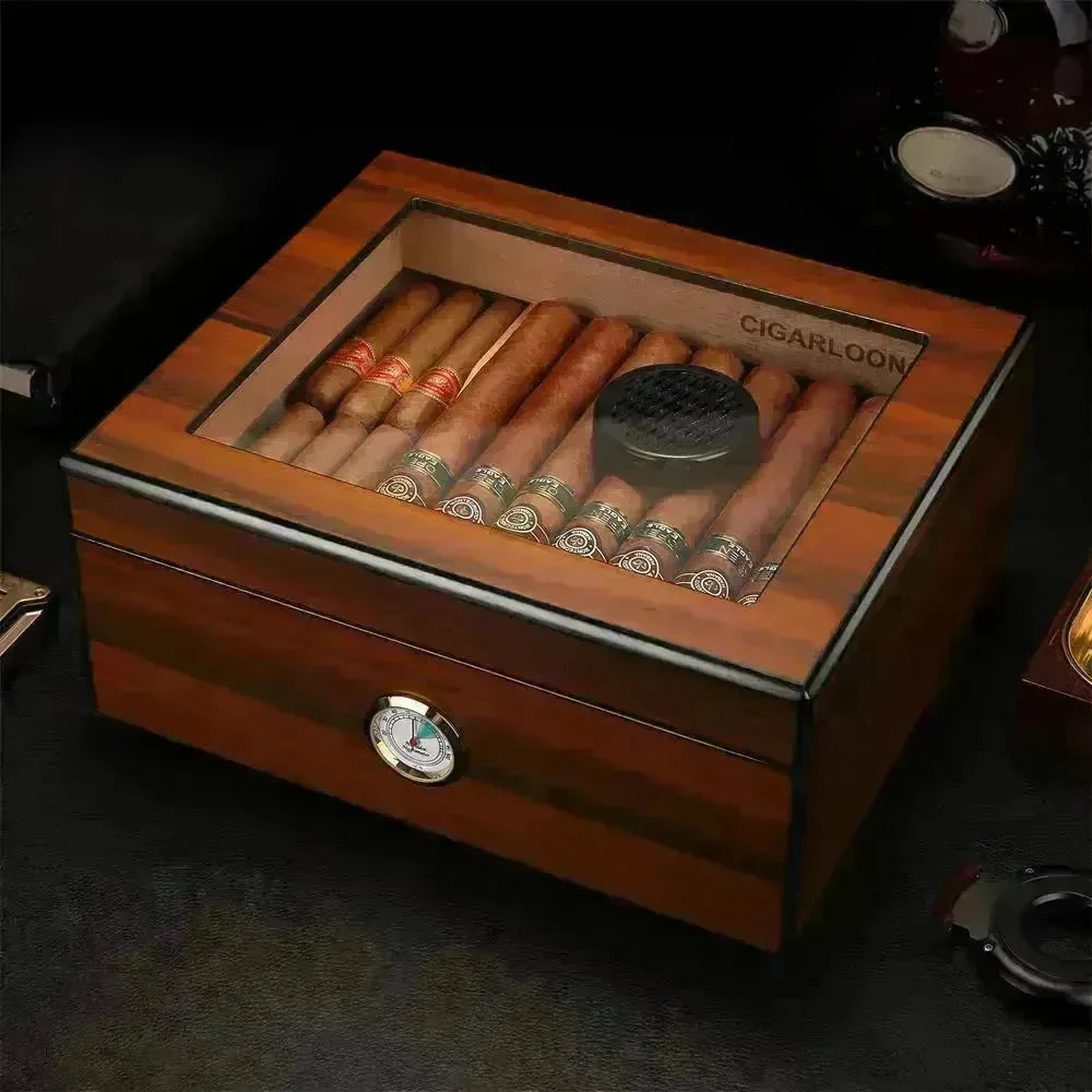 Portable Cedar Wood Humidifying Moisturizing Cigar Box Humidor Case - EX-STOCK CANADA
