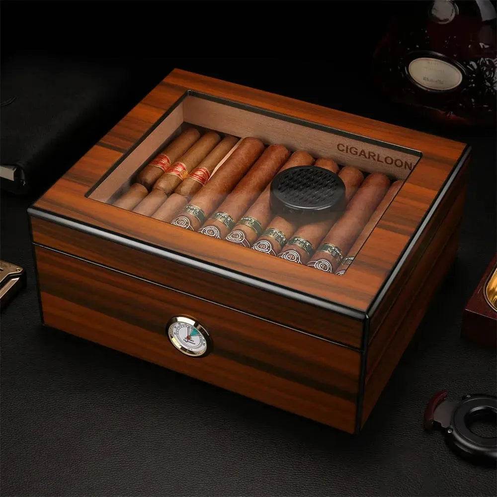Portable Cedar Wood Humidifying Moisturizing Cigar Box Humidor Case - EX-STOCK Canada