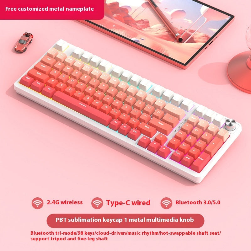 98-Key Wireless Bluetooth Mechanical Keyboard – Triple-Mode Gaming & Office | 30 Styles