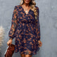Casual V-neck Summer Spring Long Sleeve Floral mini Chiffon Dress - EX-STOCK Canada