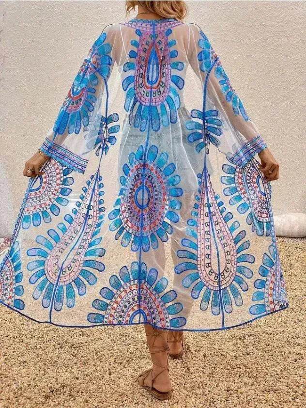 Beach Cover-up Pattern Sun Protection Cardigan Female - EX-STOCK Canada