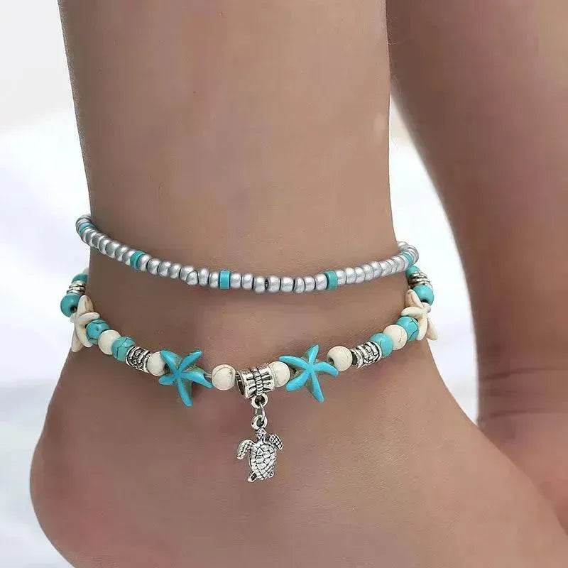 Beach Starfish Pearl Vintage Turtle Wave Handmade Foot Ornaments - EX-STOCK Canada