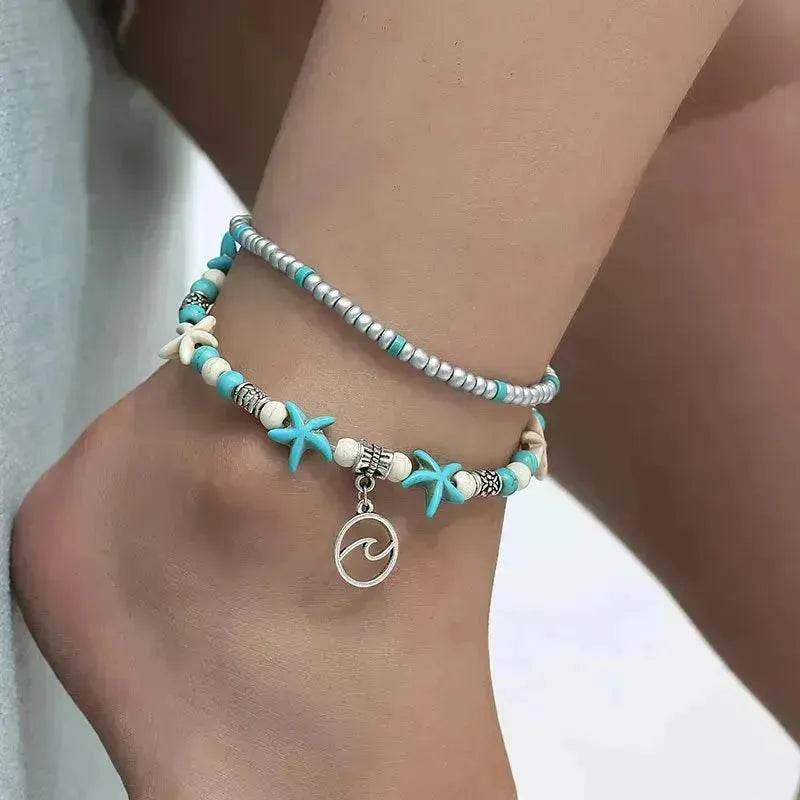 Beach Starfish Pearl Vintage Turtle Wave Handmade Foot Ornaments - EX-STOCK Canada