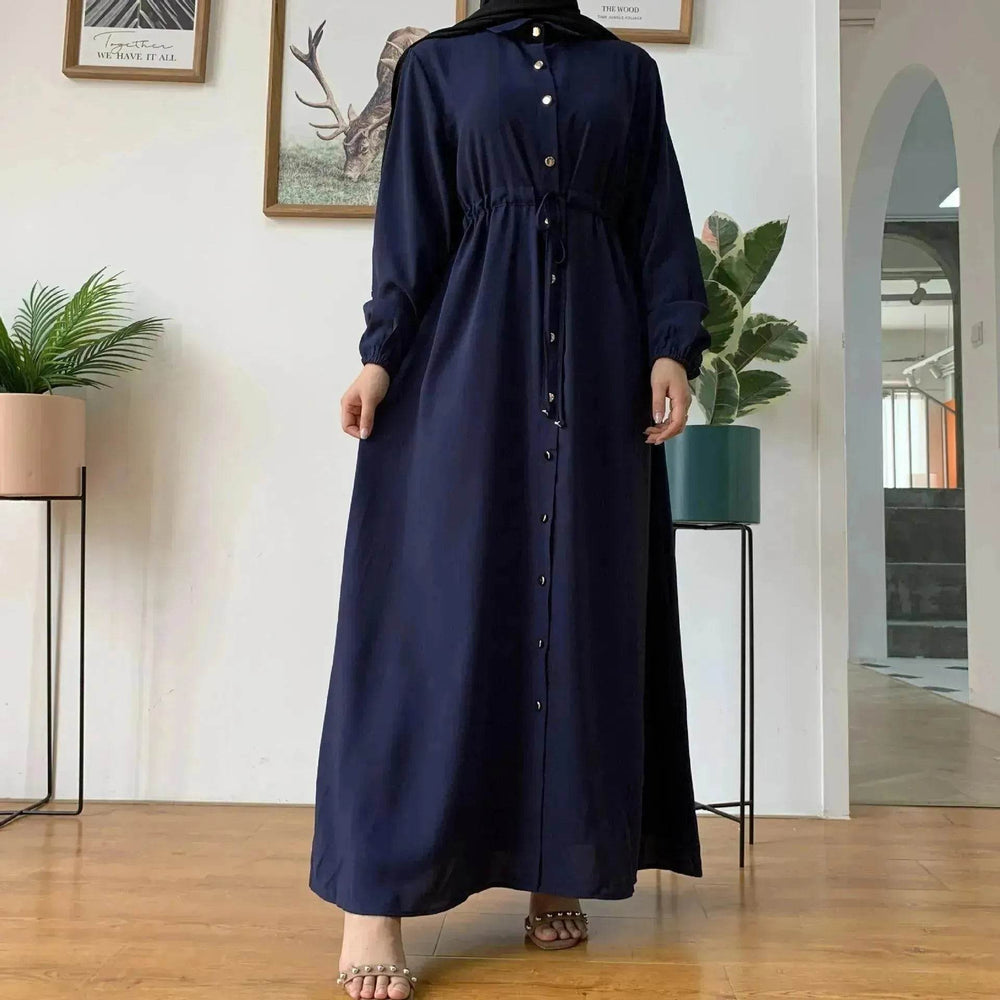 Beautiful Solid Color Full Button down Abaya Dress for Arabian Dubai Turkey Middle East Women - EX-STOCK Canada