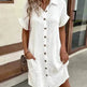 Womens Button Down Shirt Dress Summer Cotton Linen Dress V-Neck Mini Dress Casual Short Sleeve Loose Tunic Dresses - EX-STOCK Canada