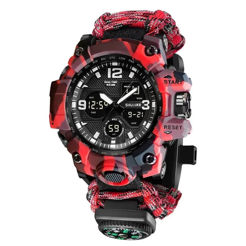 Double Display Electronic Watch Whistle Ignition Compass Thermometer Watch Men - EX-STOCK Canada
