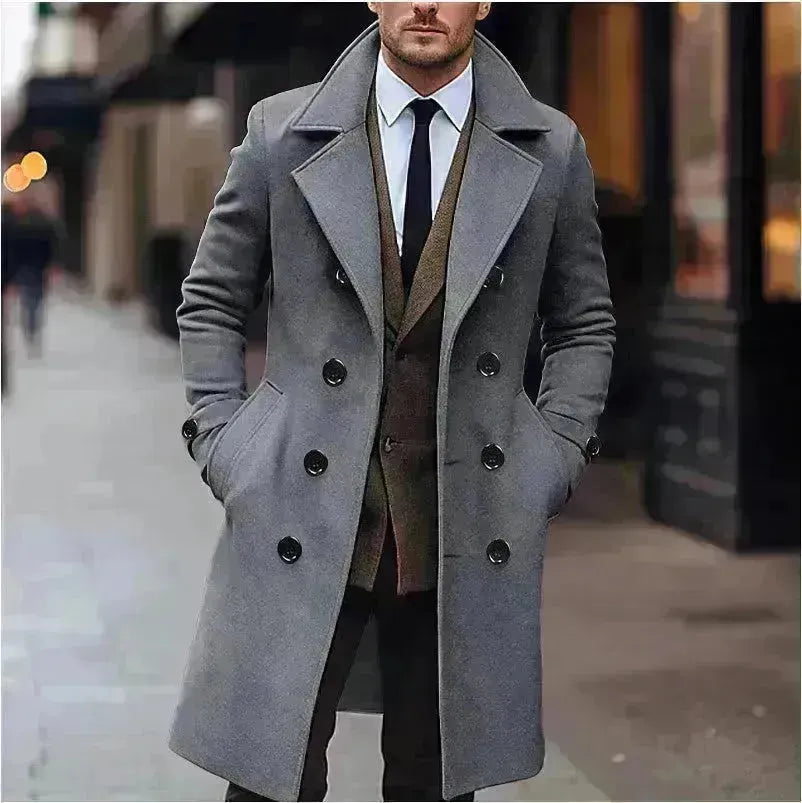 Fall Winter Men Woolen Coat Double Breasted Overcoat for men