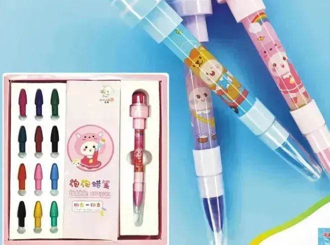 12 Color Bubble Crayon Painting Graffiti Seal for Children - EX-STOCK Canada