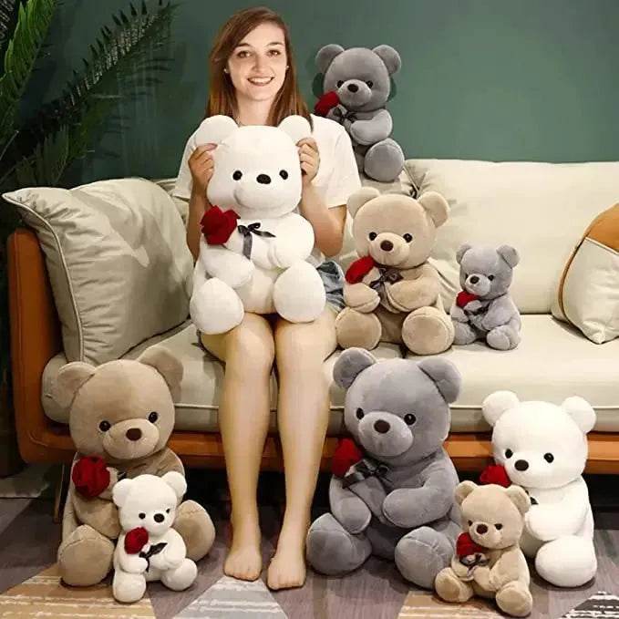 New Lovely Hug Roses Teddy Bear Stuffed Soft Animal Dolls Nice Birthday Gift Girlfriend Valentine's Day - EX-STOCK Canada