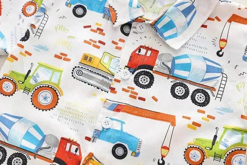 Boy's Shirt Suit Thin Summer Fashionable Cartoon Baby Short Sleeve Summer Clothing Two piece for boys - EX-STOCK Canada