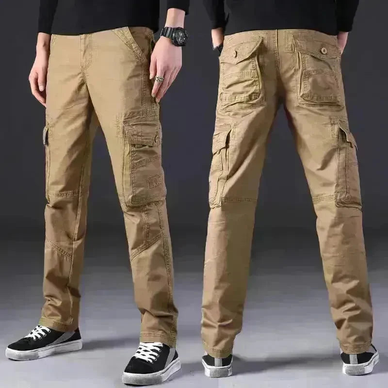 Overalls Men's Outdoor Casual Trousers Pure Cotton Straight Loose Multi-pocket Cargo Pant - EX-STOCK CANADA
