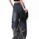 Distressed Denim Pant for women Oversized Streetstyle Patch Cargo Jeans Pant - EX-STOCK Canada