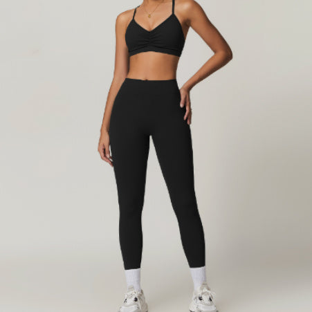 Beauty Back Yoga Clothes Suit Cargo Pocket Sports Suit High Waist Hip Lift Workout Clothes