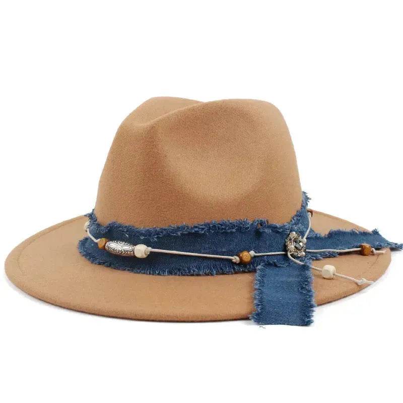 Women Fashion Denim Blue Cloth Scarf Hat Woolen Hat - EX-STOCK Canada