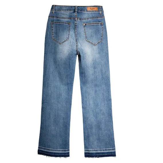 Women's Washed Elastic Loose Wide Leg Ankle-length Bootcut Jeans - EX-STOCK Canada