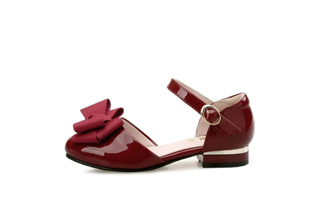 Big Kids' Hollow Velcro Patent Leather Shoes With Bow - EX-STOCK Canada