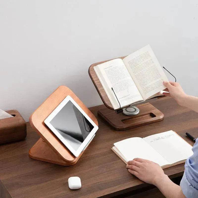 Black Walnut Solid Wood Reading Rack Adjustable Rotating Children's Reading Artifact IPad Bracket - EX-STOCK Canada