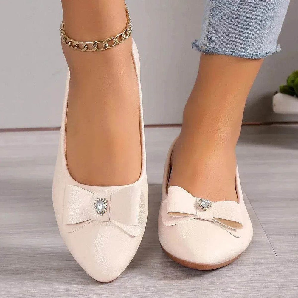 Bowknot Flats Shoes Fashion Casual Pointed Toe Loafers For Women Lazy Shoes - EX-STOCK Canada