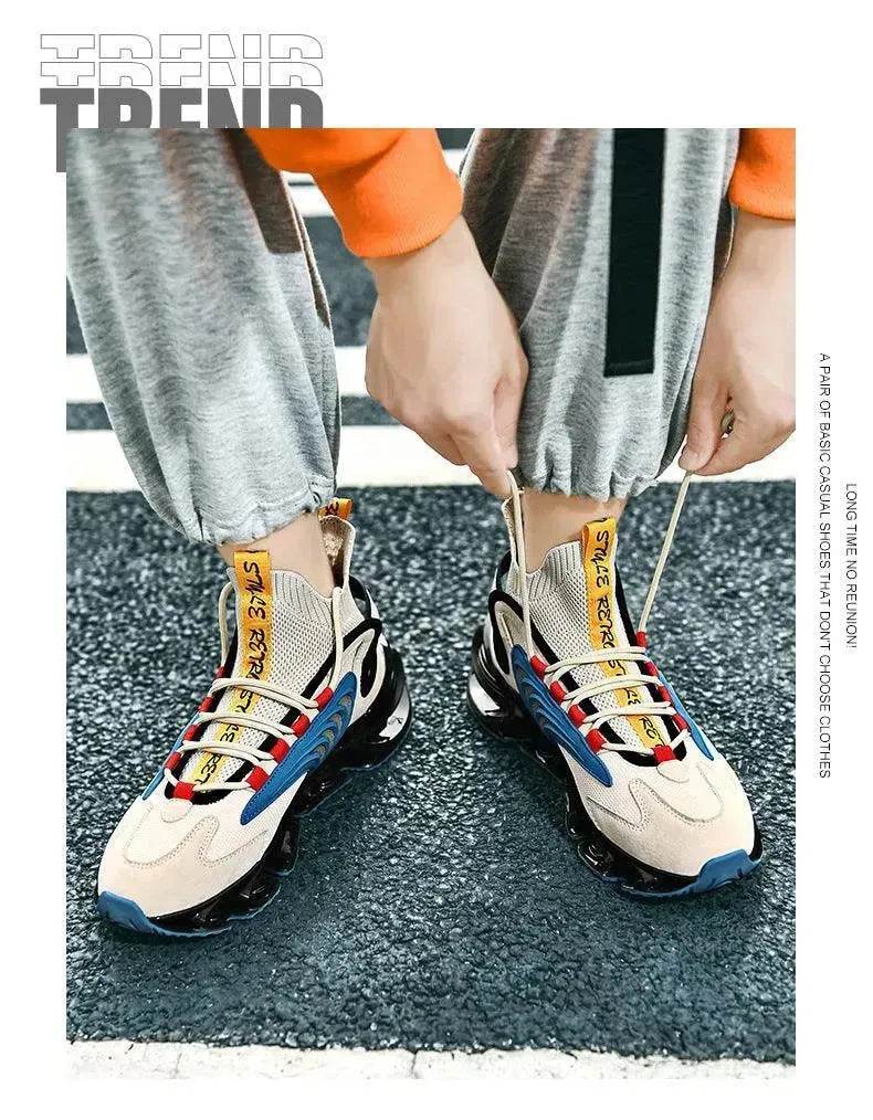 Breathable Fly Woven Mesh High-top Thick-soled Old Shoes Casual Sports Socks Running Shoes - EX-STOCK Canada