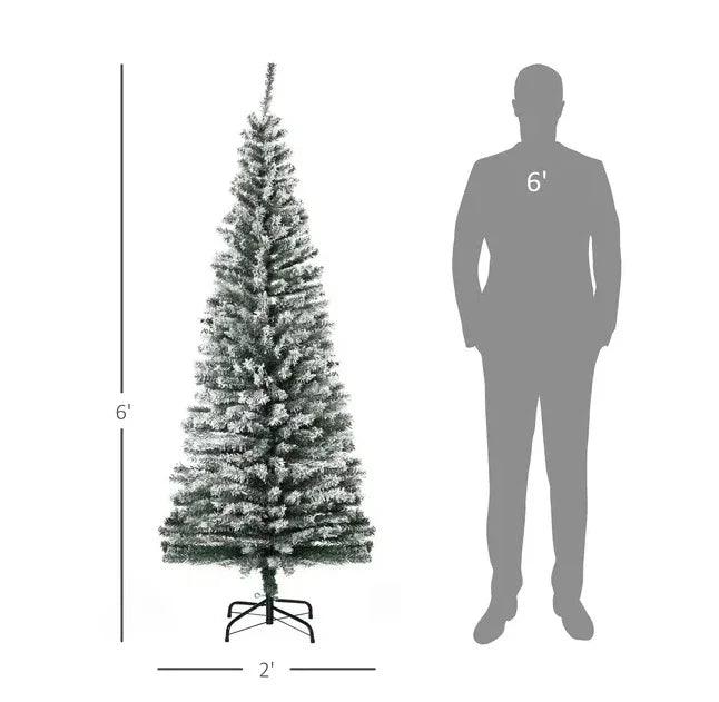 HOMCOM 6ft Artificial Snow Flocked Christmas Tree With Foldable Steel Stand Home Indoor Decoration Green EX-STOCK Canada