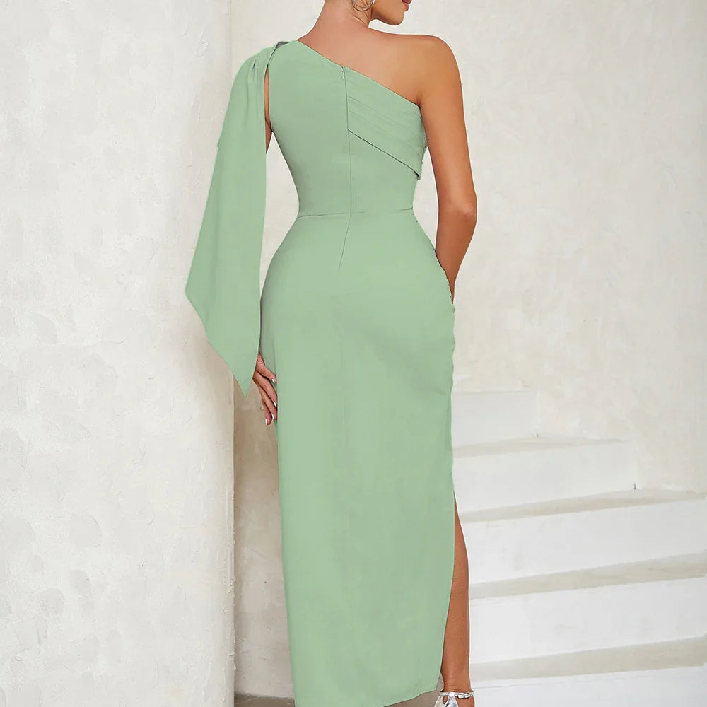 Women's Simple One-shoulder Sleeveless Party Dinner Dress EX-STOCK Canada