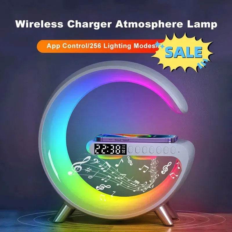 G shaped Wireless Phone Charging Night LED Lamp Bluetooth Speaker - EX-STOCK Canada