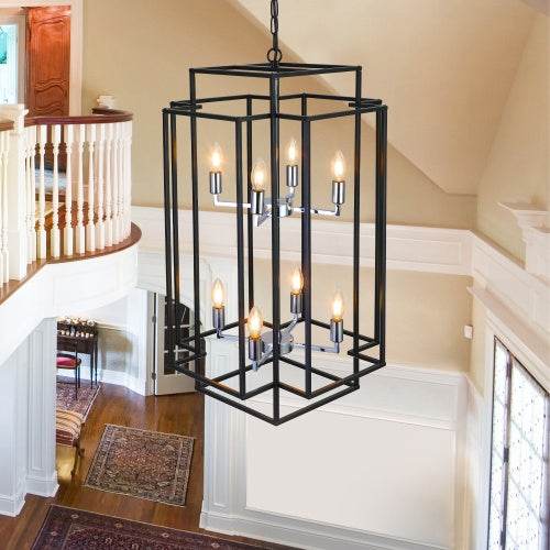 8 Lantern Tiered Chandeliers, Industrial Farmhouse Chandeliers - EX-STOCK Canada