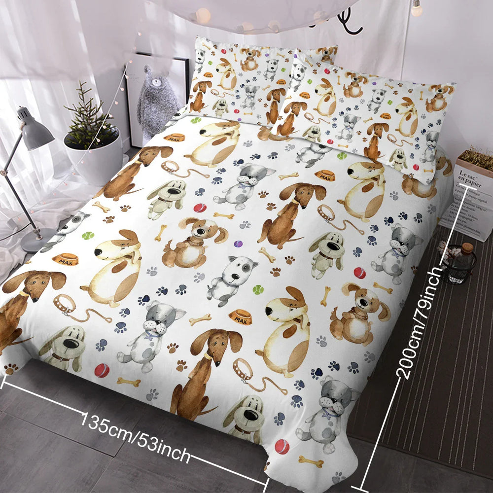 Kids' Duvet Cover Sets Animals Pastel Duvet Covers Cartoon Dogs Paws Pattern Bed Sets 3 Pieces 1 Duvet Cover And 2 Pillow Cases Cute Puppy Dogs Bedding For Kids EX-STOCK Canada