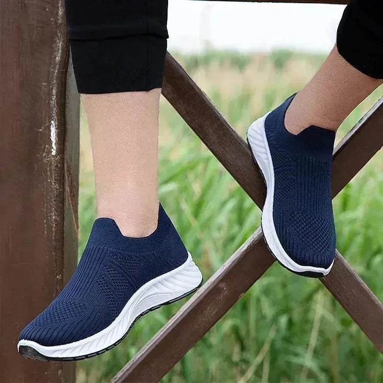 Casual Slip-on Mesh Sports Shoes Flying Woven Soft Breathable Running Walking Flat Shoes Men - EX-STOCK Canada