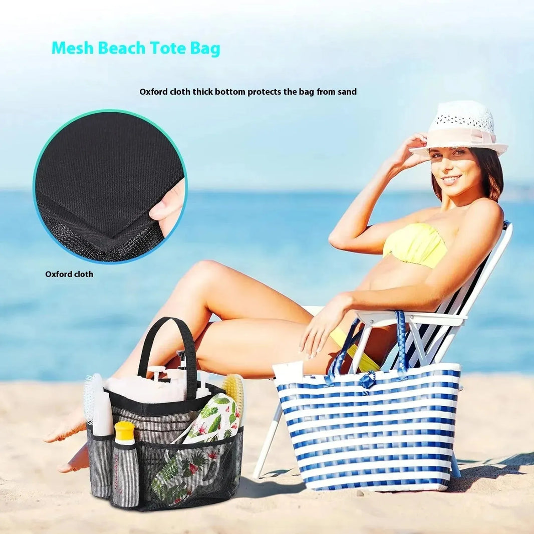 Sac de toilette en maille de plage sac à main poche à main de sac à main 8 maille