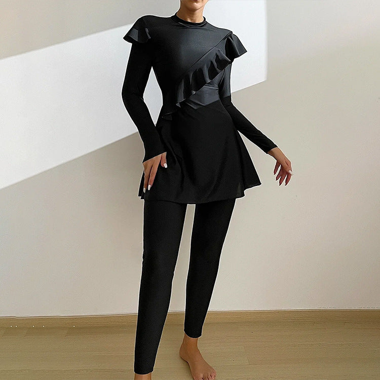 Costume da bagno musulmano transfrontaliero Colore solido Orlo a cordoncino Donne islamiche Medio Oriente Dubai - EX-STOCK Canada