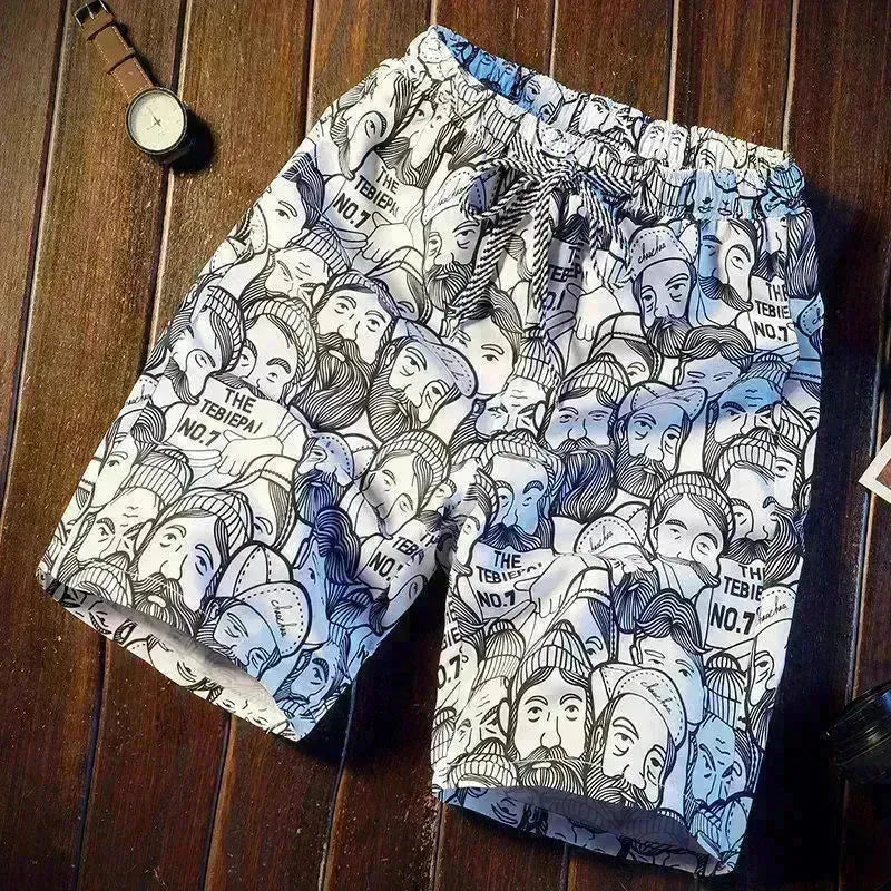 Les sous-vêtements courts de plage à cinq points imprimés pour hommes imprimés pour hommes.