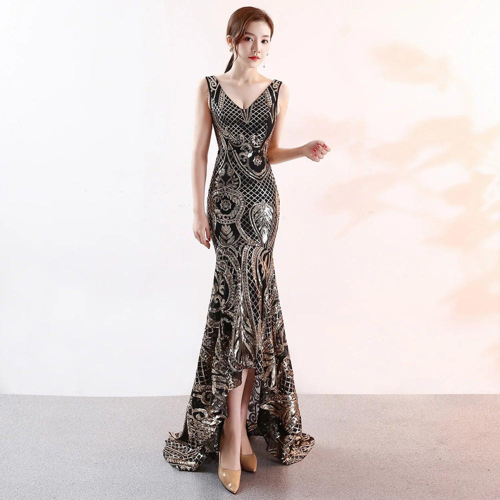 Evening Female V-neck Sexy Night Show Ladies Party Dinner Dress Host EX-STOCK Canada