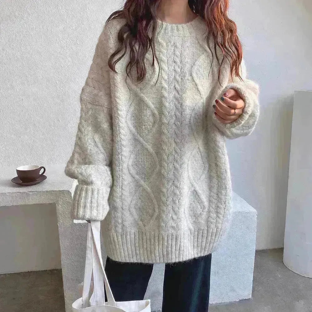 Pull pull tricot torsadé d'automne pour les femmes