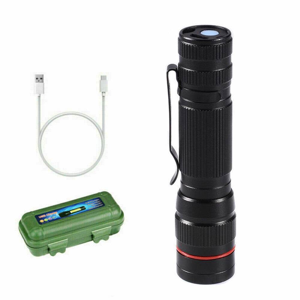 LED Military Flashlight USB Rechargeable Tactical Zoom Handheld Torch - EX-STOCK Canada