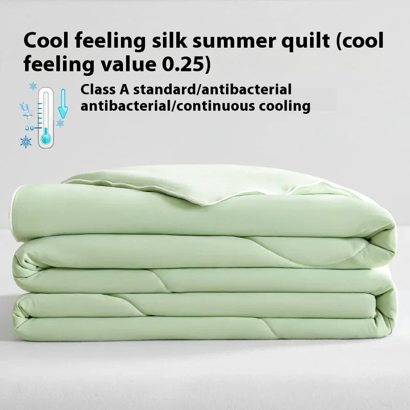 Pure Color Cool Silk Summer Blanket Airable Cover Single Double Summer Ice Cream Ice Silk Summer Quilt Machine Washable Thin Duvet EX-STOCK Canada