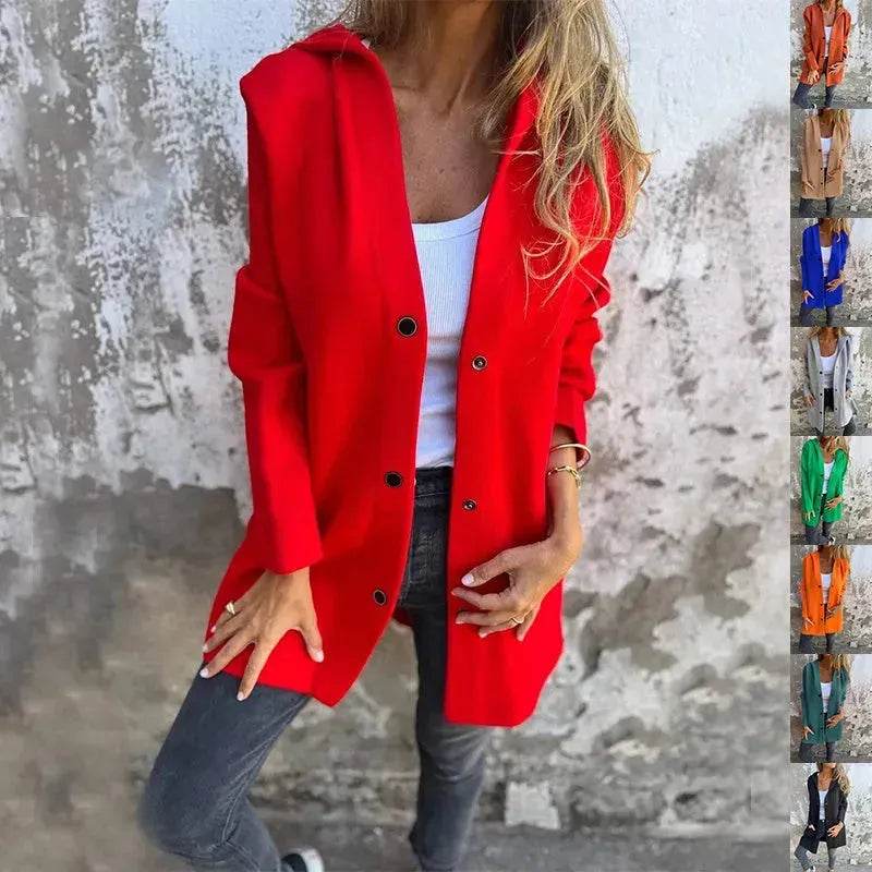 Fall Casual Single Breasted Hooded Cashmere Cardigan Jacket for women - EX-STOCK Canada