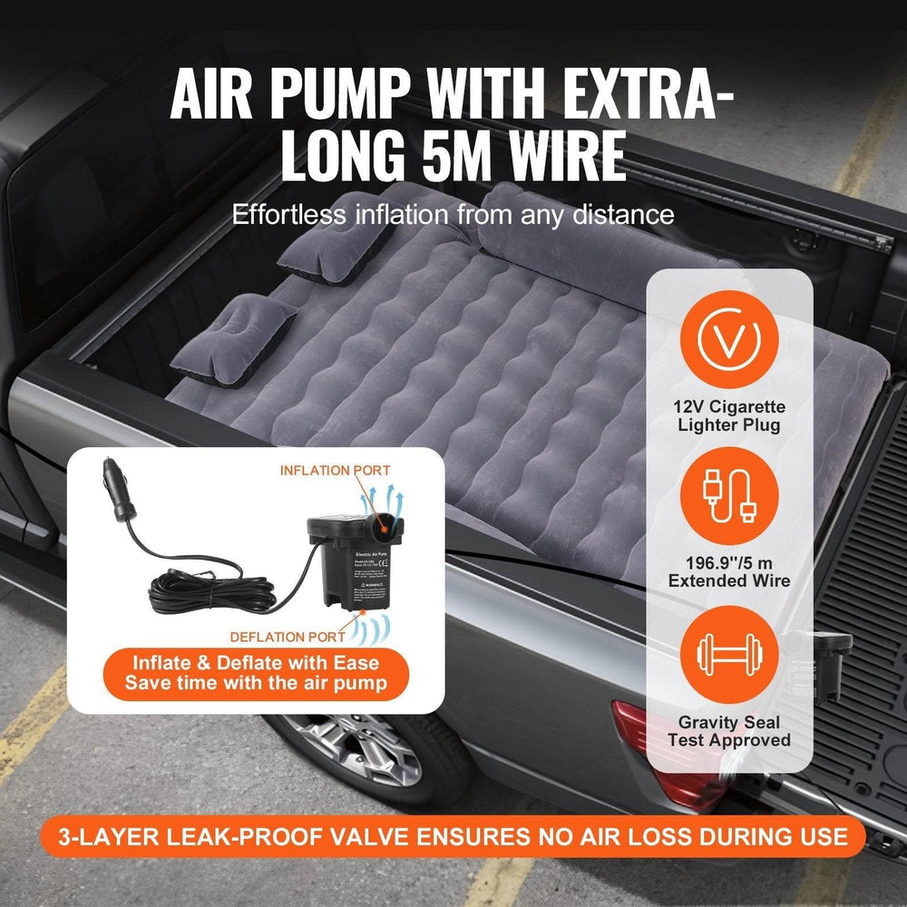 Truck Bed Air Mattress, For 6-6.5 Ft Full Size Truck Beds, Inflatable Air Mattress Camping Bed With 12V Air 2 Pillows, Carry Bag, For Chevrolet Silverado, Dodge Ram, Ford - EX-STOCK Canada