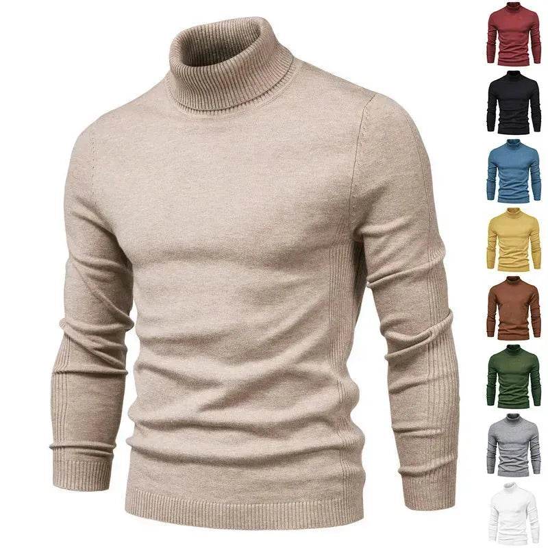 Men's Plain Slim Pullover Polo Sweatshirt Turtleneck Sweater Winter Casual Tops Men - EX-STOCK Canada