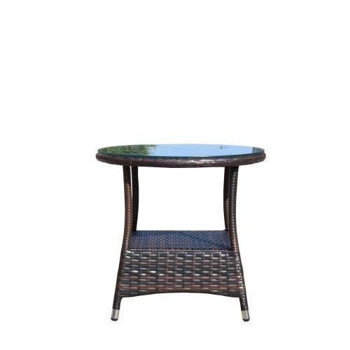 Muebles de Patio al Aire Libre 1 Mesa de Café Redonda con Vidrio Templado TransparenteEX-STOCK Canada