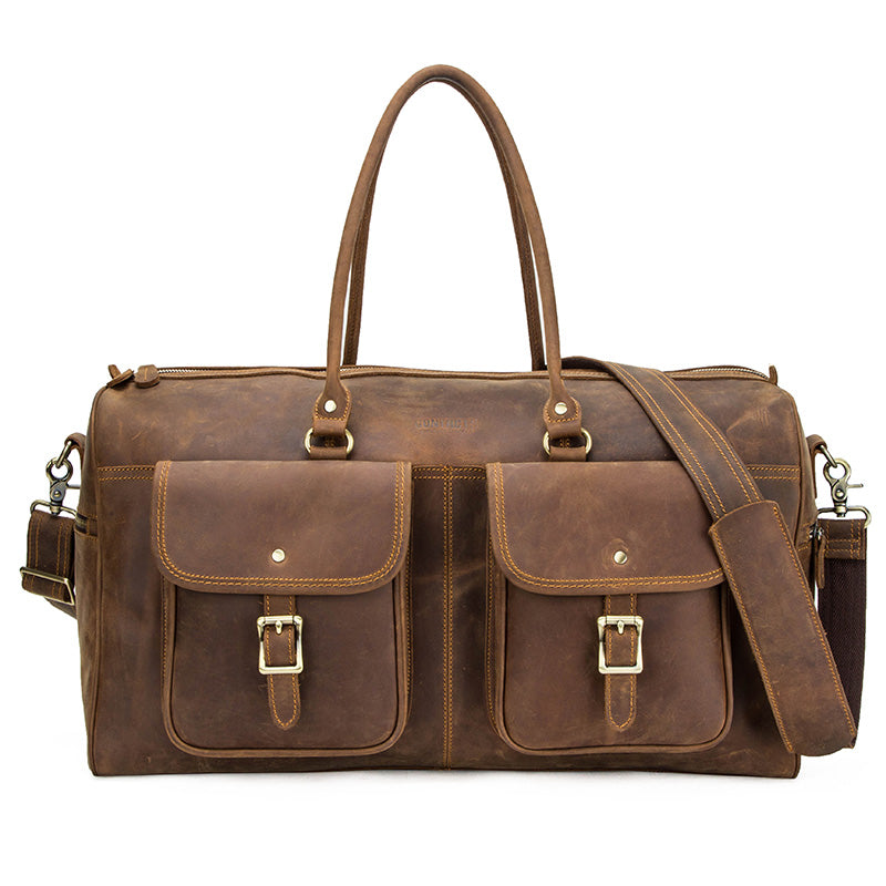 Retro Crazy Horse Cowhide Large Capacity Leather Travel Bag | EX-STOCK Canada