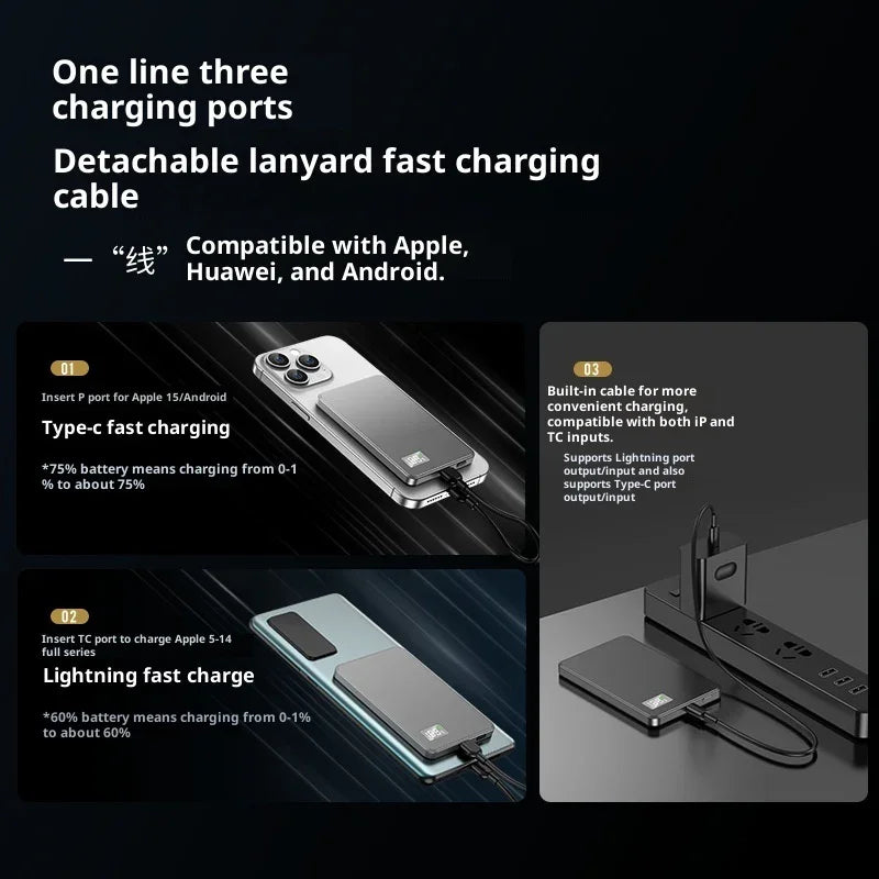 Ultra-thin Fast Charging Magnetic Power Bank With Built-in Cable EX-STOCK Canada