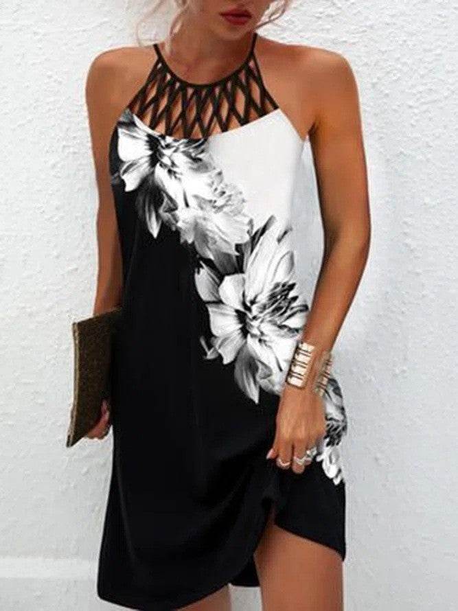 Fashion Print Dress Casual Halterneck Dresses For Women Summer Clothes - EX-STOCK Canada