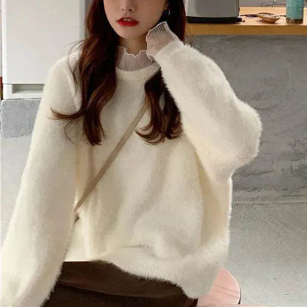 Autumn Winter Mink-like Wool Thick Plush Pullover Sweater for Women - EX-STOCK Canada