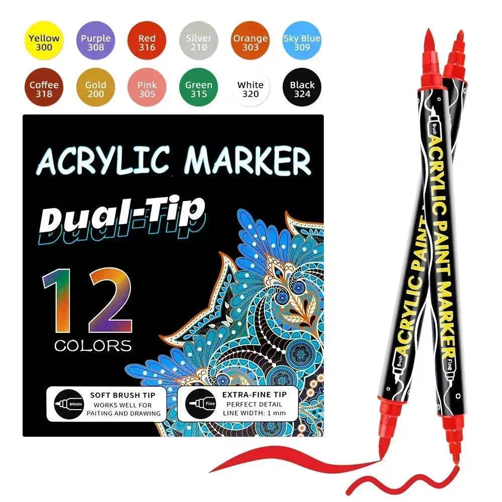 Acrylic Marker Pen Double-headed Stackable Water-based Paint Brush Paint Marker and Highlighter - EX-STOCK Canada